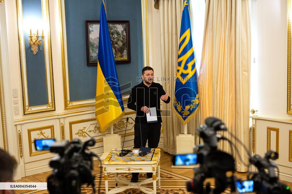 President Volodymyr Zelenskyy gives briefing