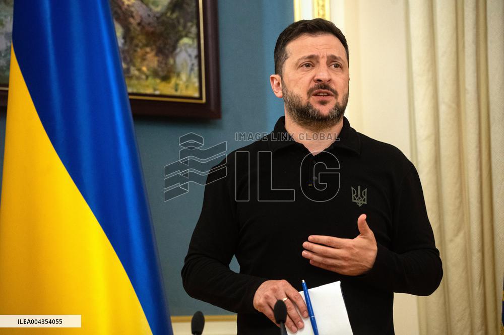 President Volodymyr Zelenskyy gives briefing