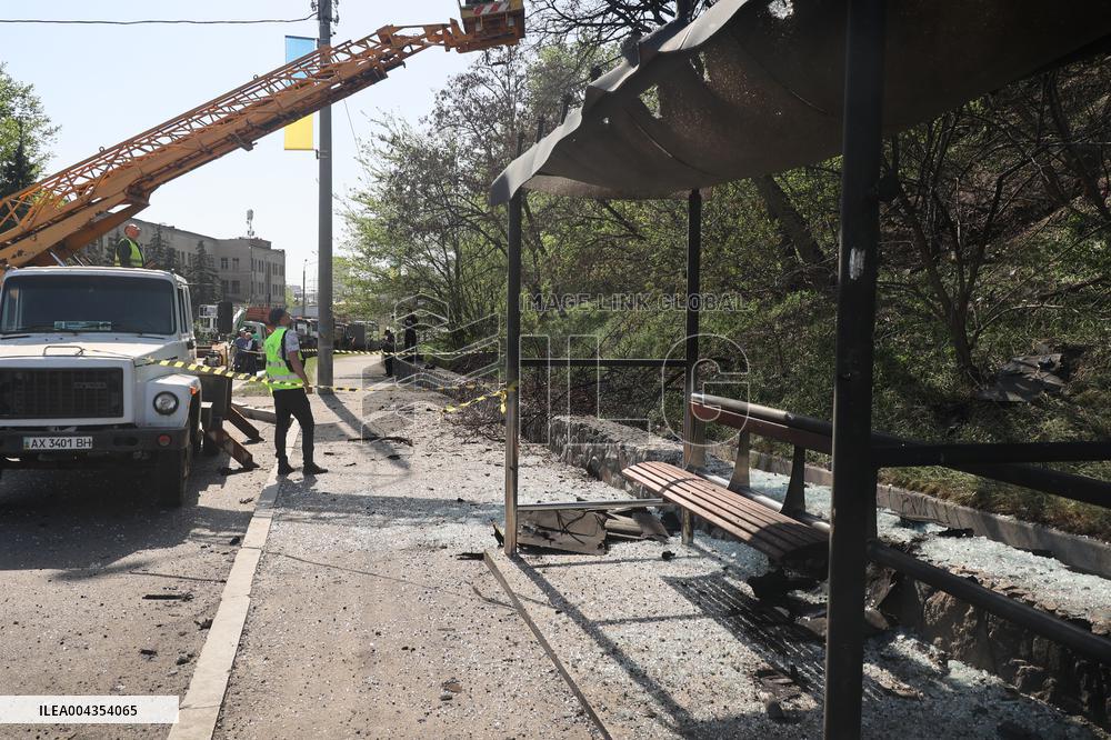 Aftermath of Shahed attack on Kharkiv
