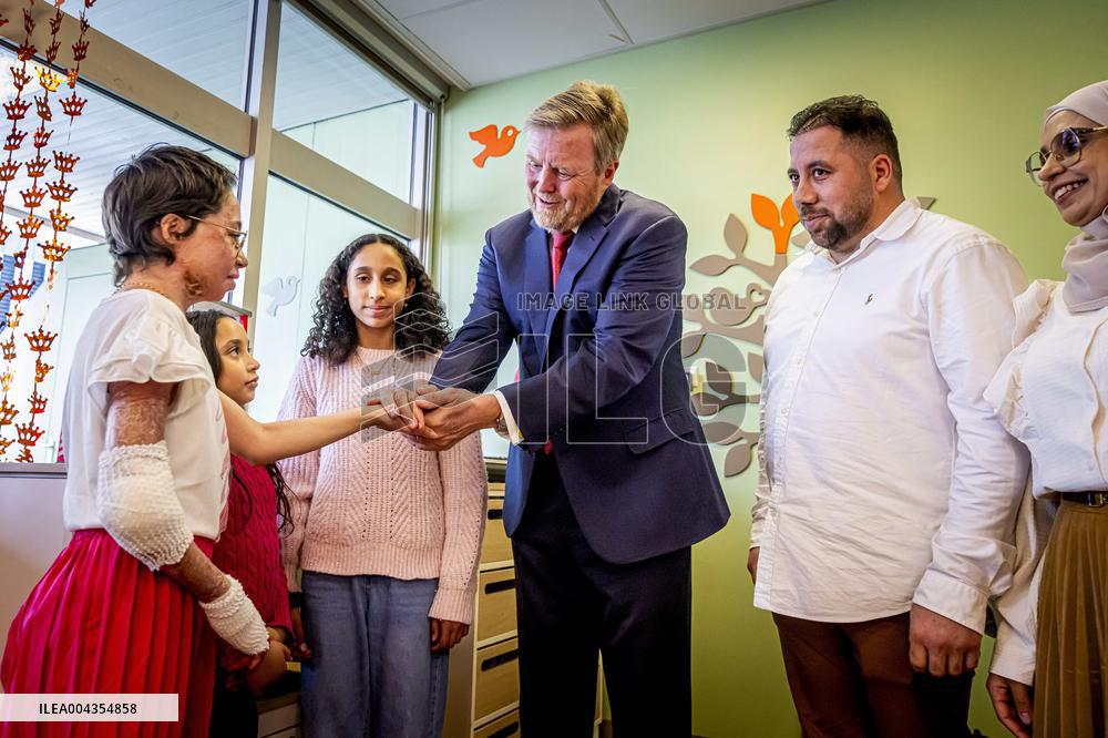 King Willem Alexander visits Beverwijk Burns Center - Netherlands