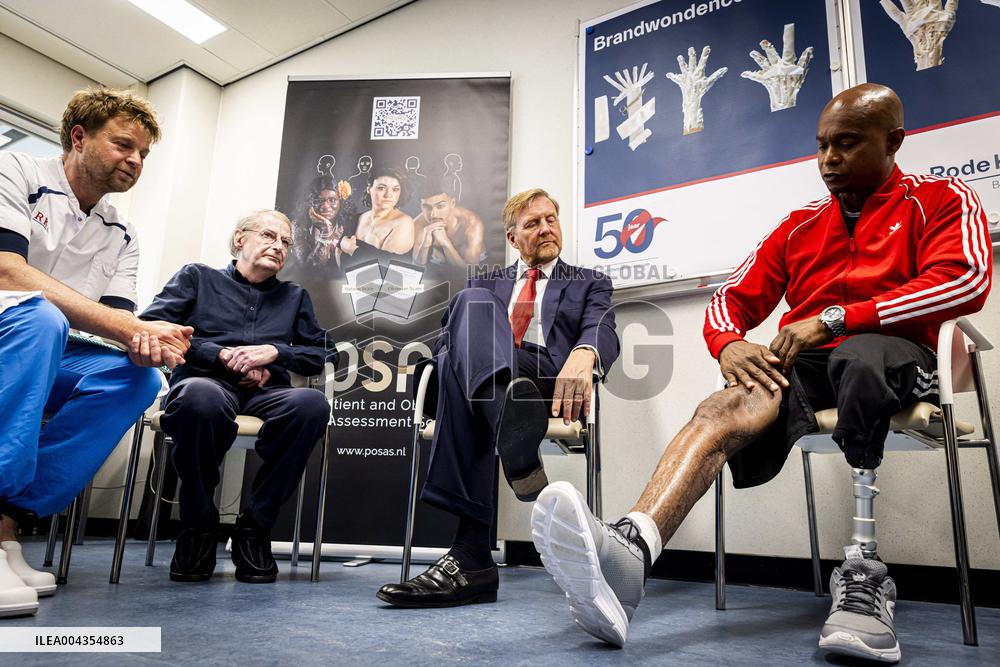 King Willem Alexander visits Beverwijk Burns Center - Netherlands