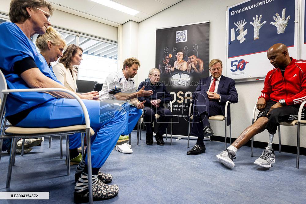 King Willem Alexander visits Beverwijk Burns Center - Netherlands