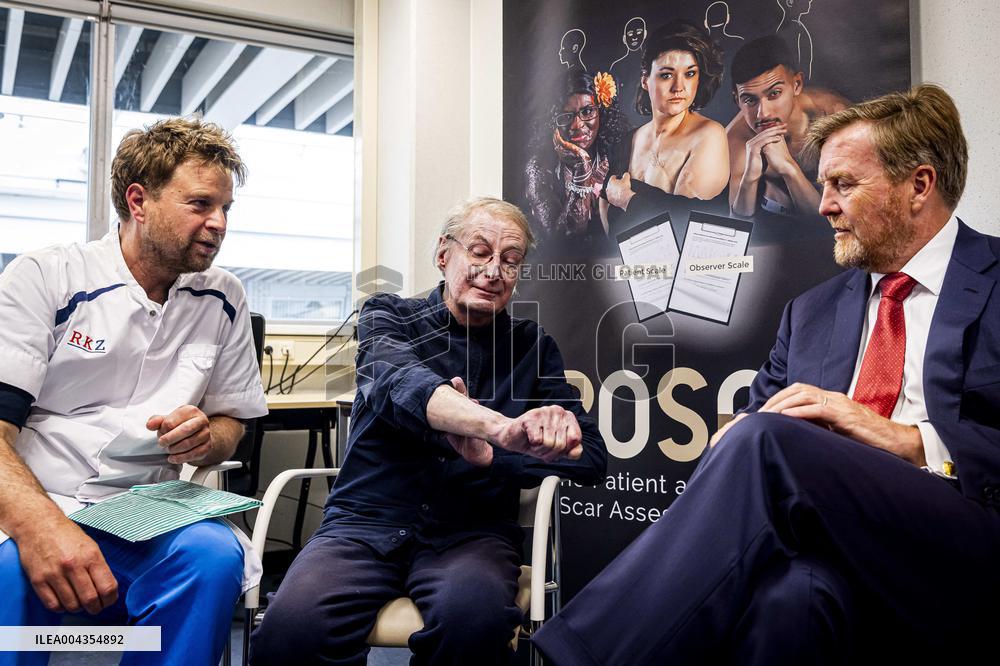 King Willem Alexander visits Beverwijk Burns Center - Netherlands