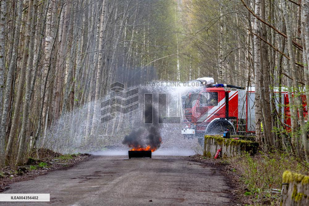 Airport emergency training exercise