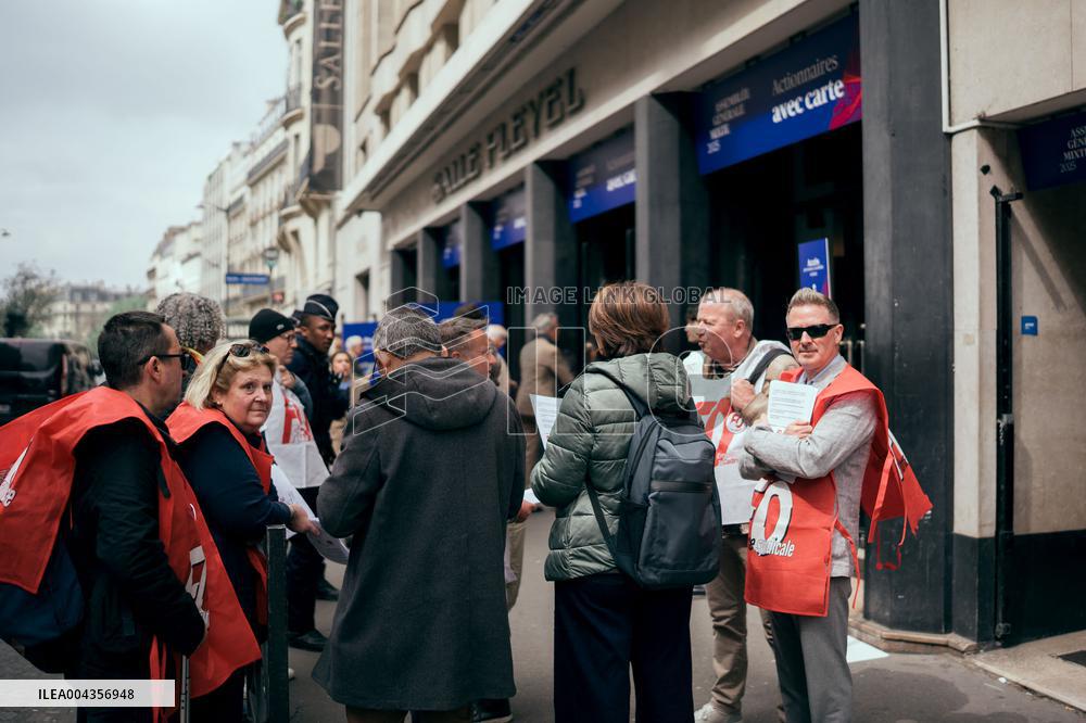 Activists protest prior General Assembly of Axa - Paris AJ