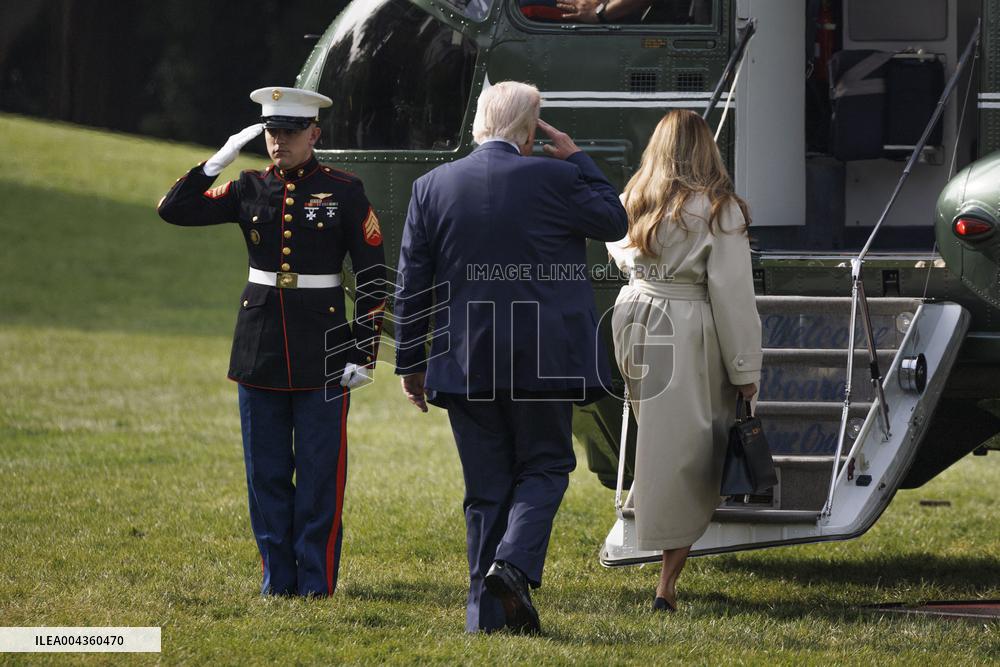 Trump Departs For The Funeral Of Pope Francis - Washington