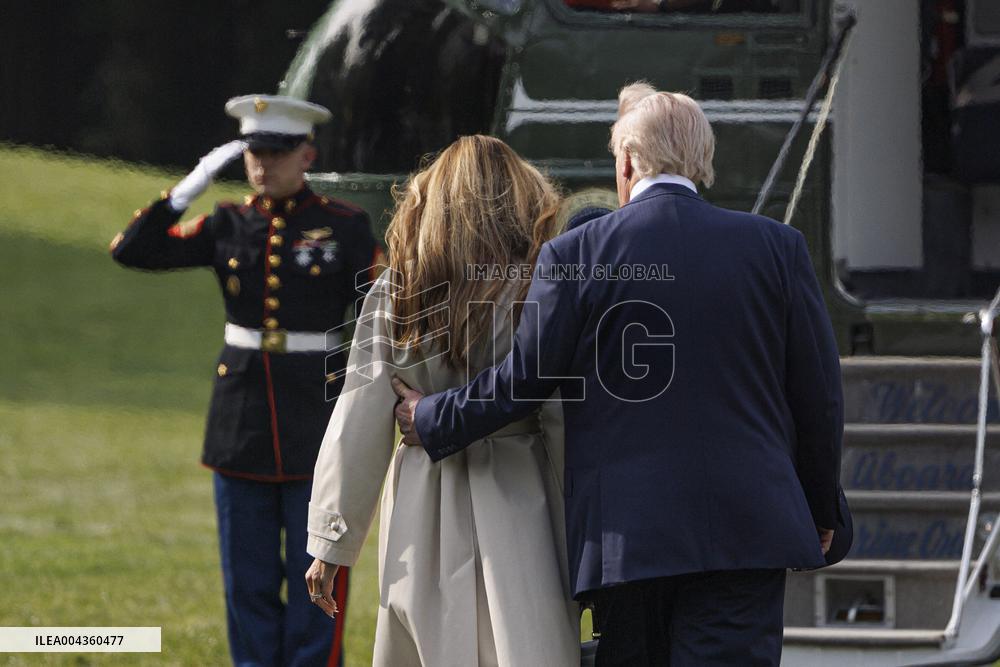 Trump Departs For The Funeral Of Pope Francis - Washington
