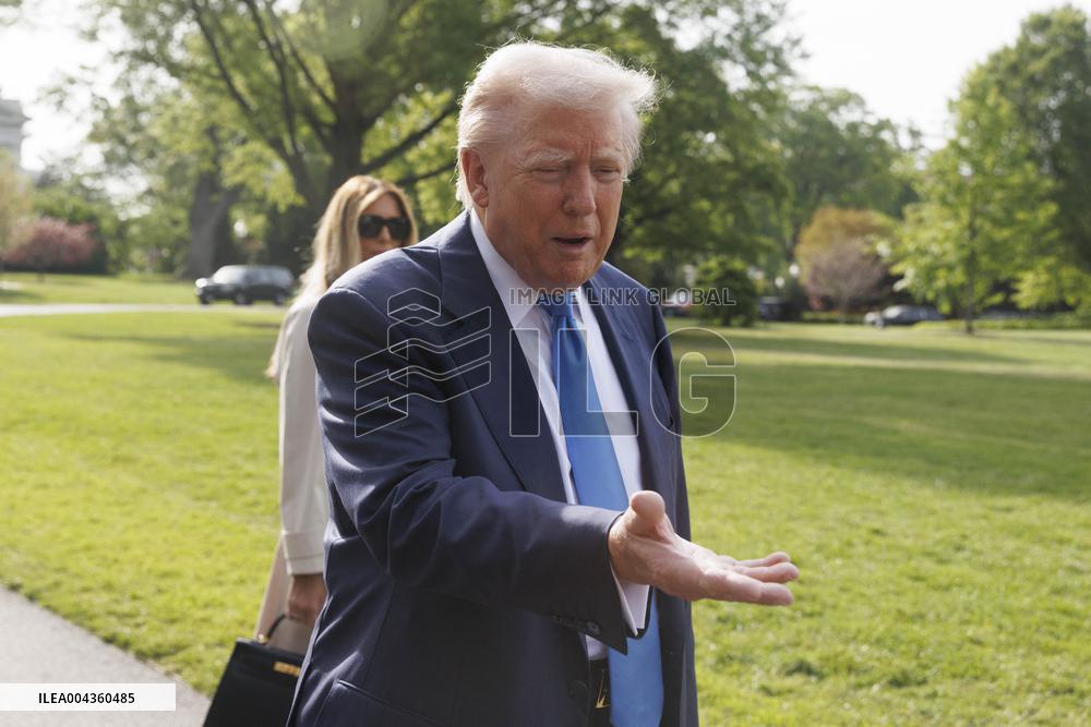 Trump Departs For The Funeral Of Pope Francis - Washington