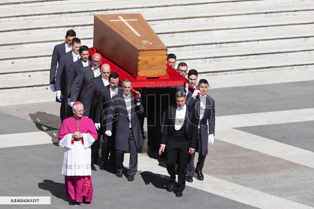 The Coffin Of Pope Francis Leaving St. Peters Basilica - Vatican