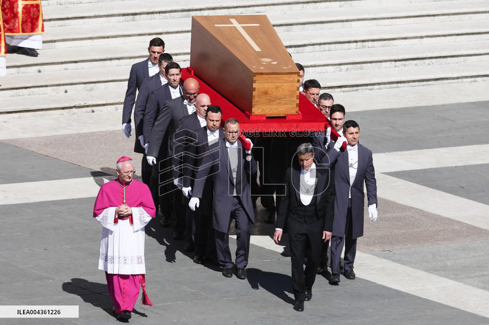 The Coffin Of Pope Francis Leaving St. Peters Basilica - Vatican
