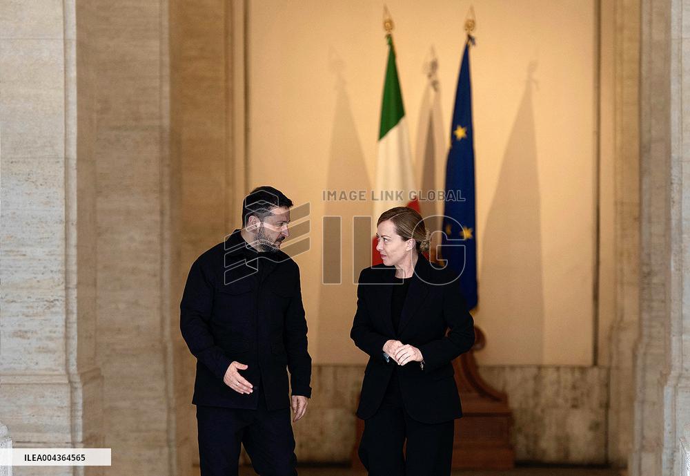 Giorgia Meloni Meets Volodymyr Zelensky - Rome
