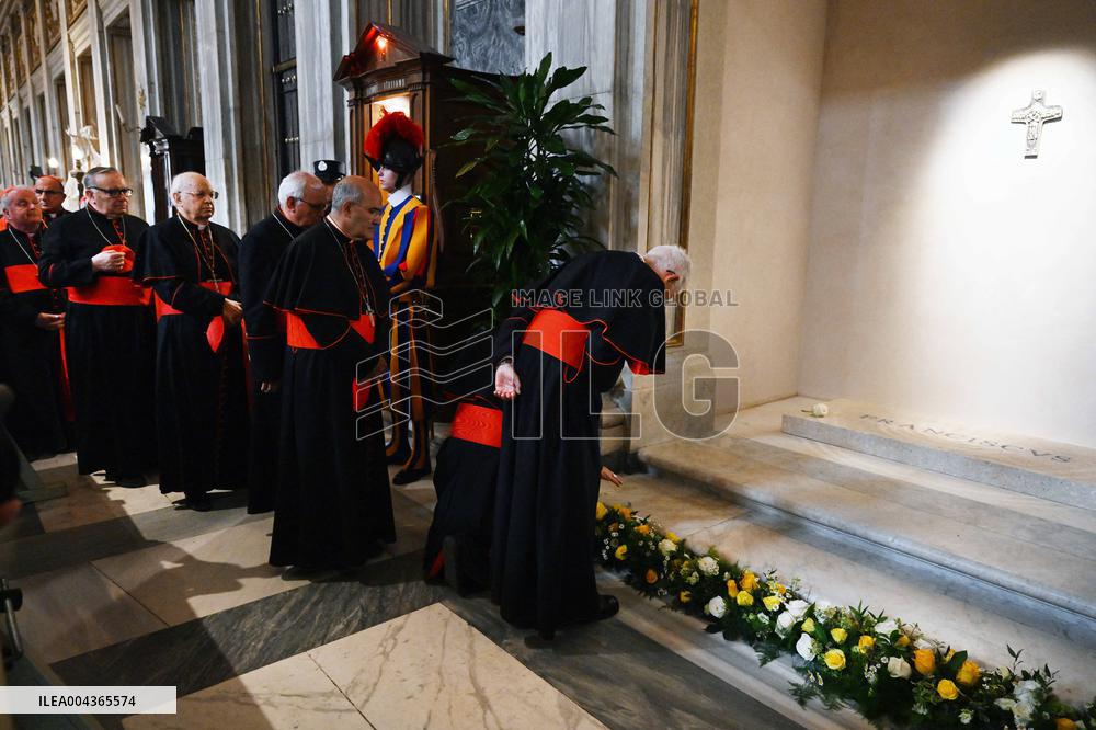 Cardinals Visit The Tomb Of Pope Francis - Rome