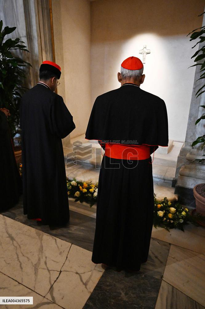 Cardinals Visit The Tomb Of Pope Francis - Rome