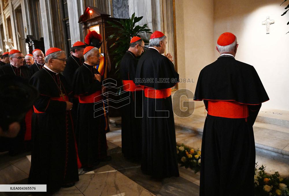 Cardinals Visit The Tomb Of Pope Francis - Rome
