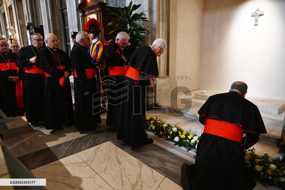 Cardinals Visit The Tomb Of Pope Francis - Rome