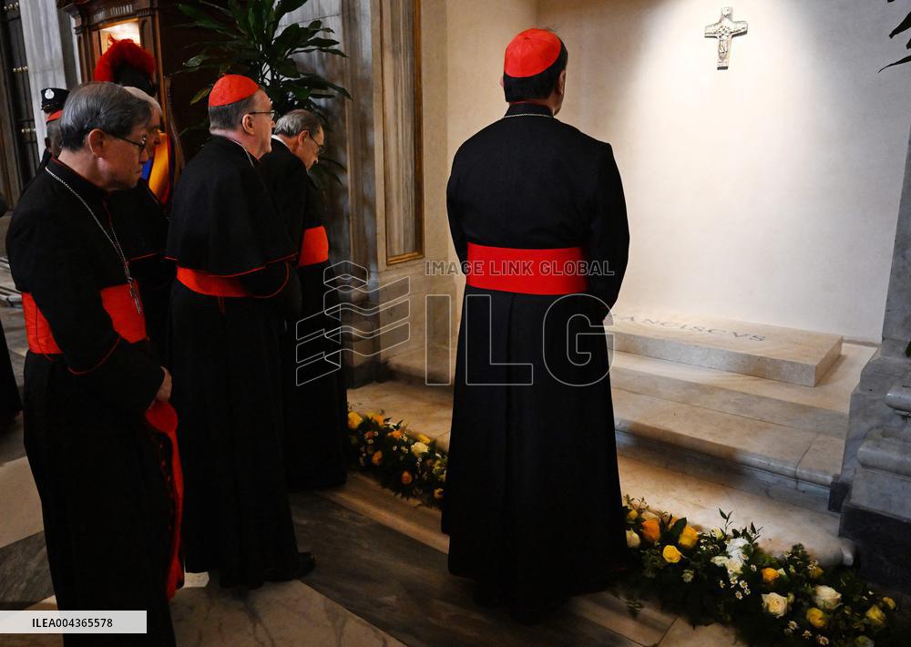 Cardinals Visit The Tomb Of Pope Francis - Rome
