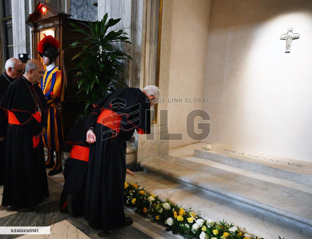 Cardinals Visit The Tomb Of Pope Francis - Rome