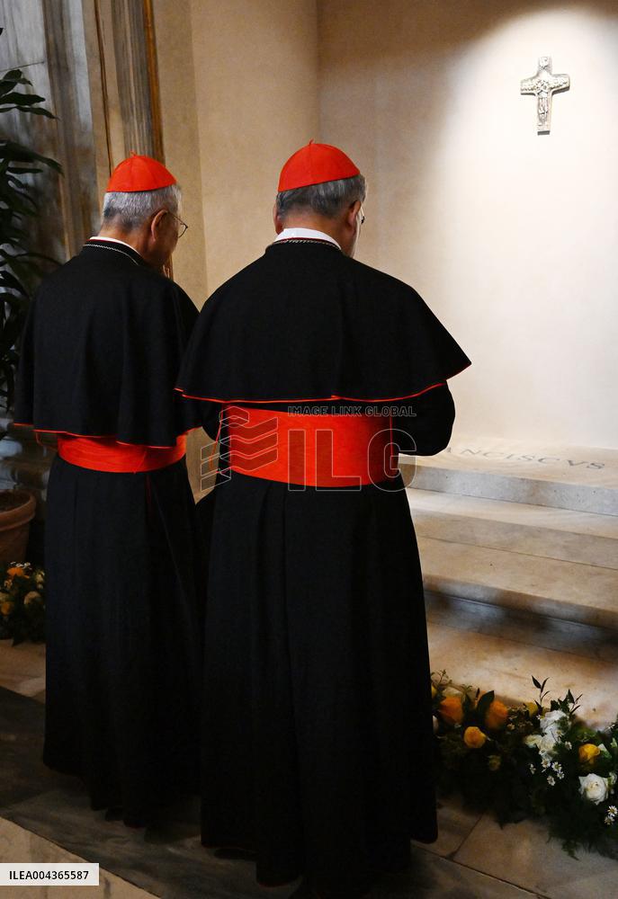 Cardinals Visit The Tomb Of Pope Francis - Rome