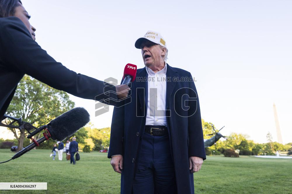 US President Donald Trump returns to the White House from New Jersey