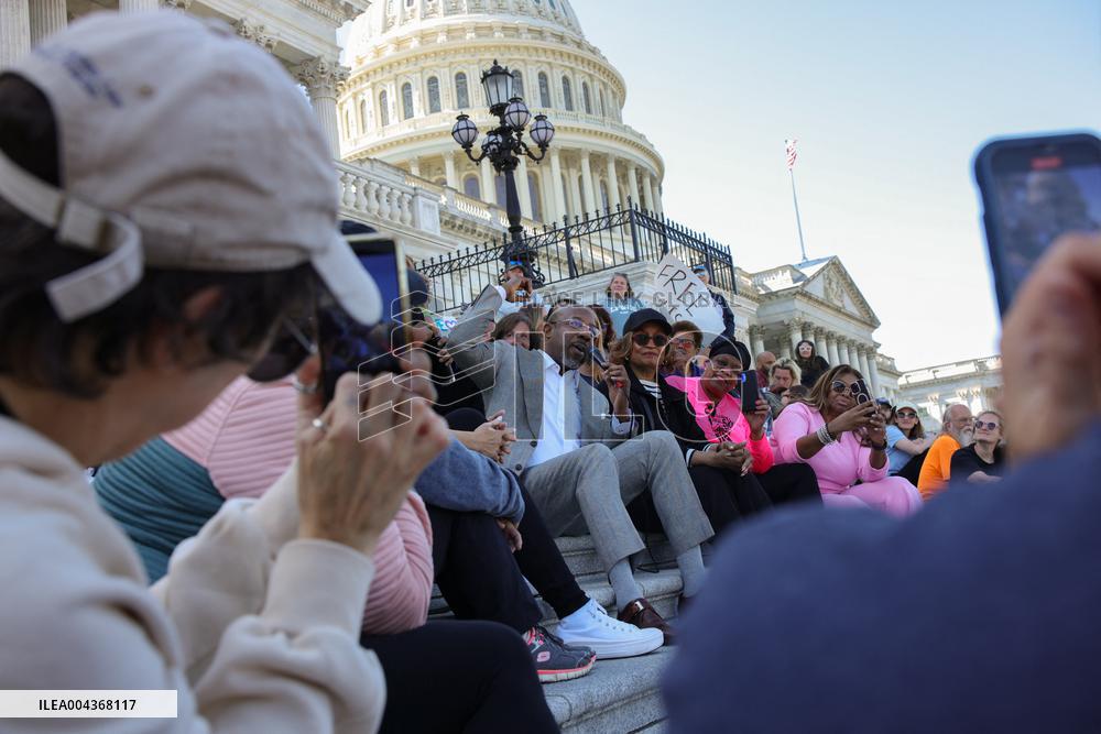 Democrat Sit-in at Capitol Against Trump Budget Plan - Washington