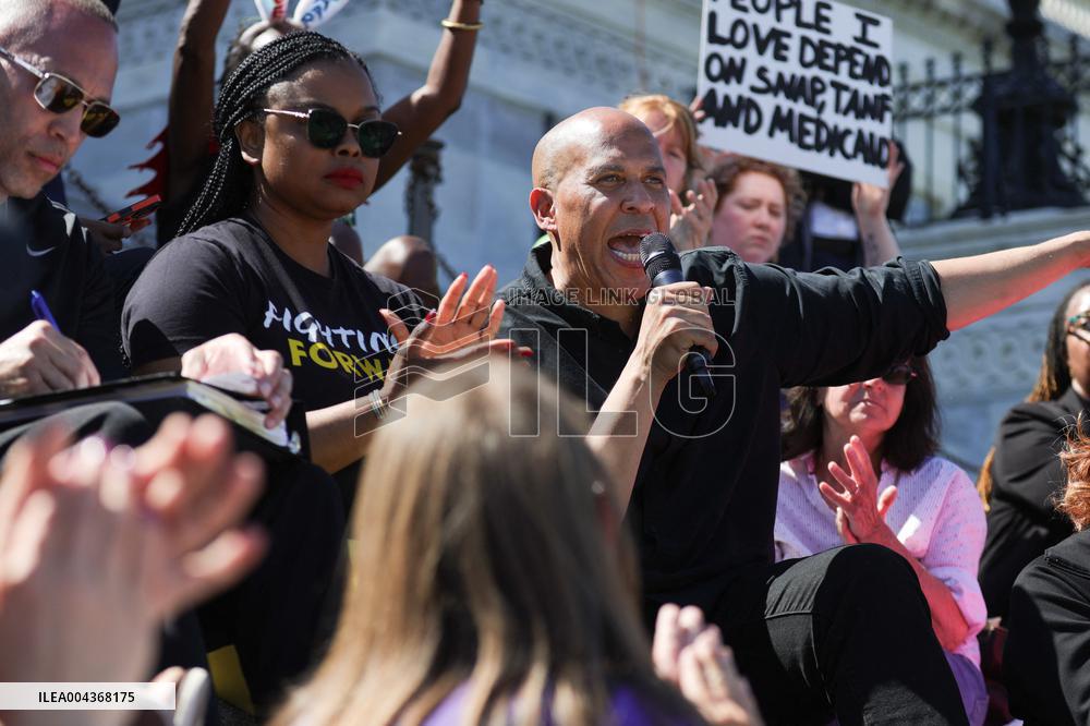 Democrat Sit-in at Capitol Against Trump Budget Plan - Washington