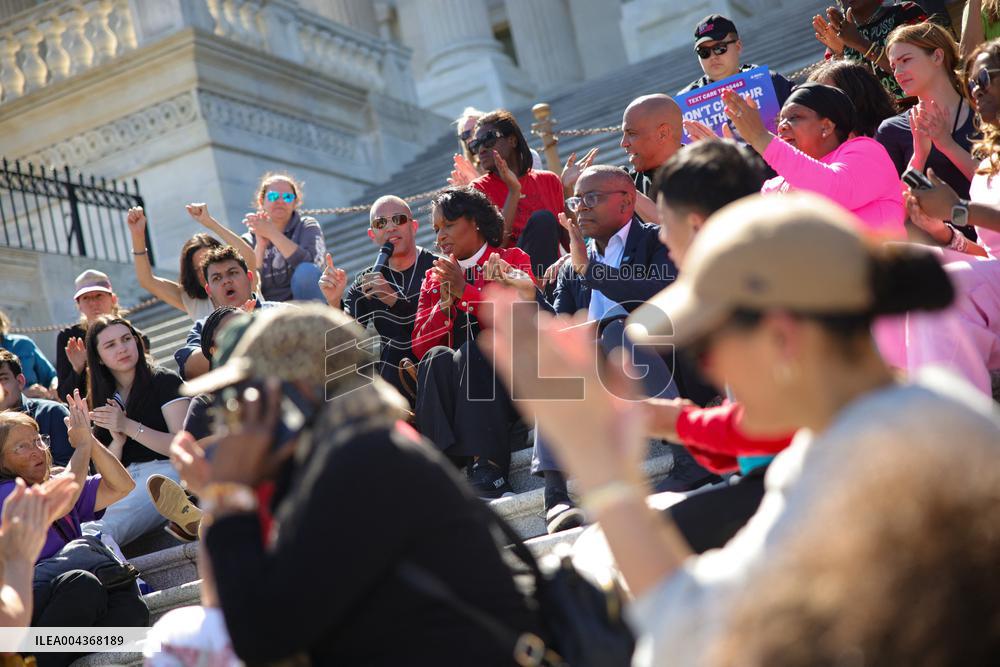 Democrat Sit-in at Capitol Against Trump Budget Plan - Washington
