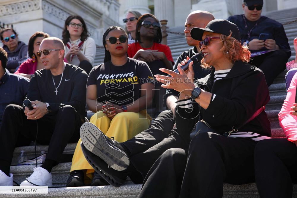 Democrat Sit-in at Capitol Against Trump Budget Plan - Washington