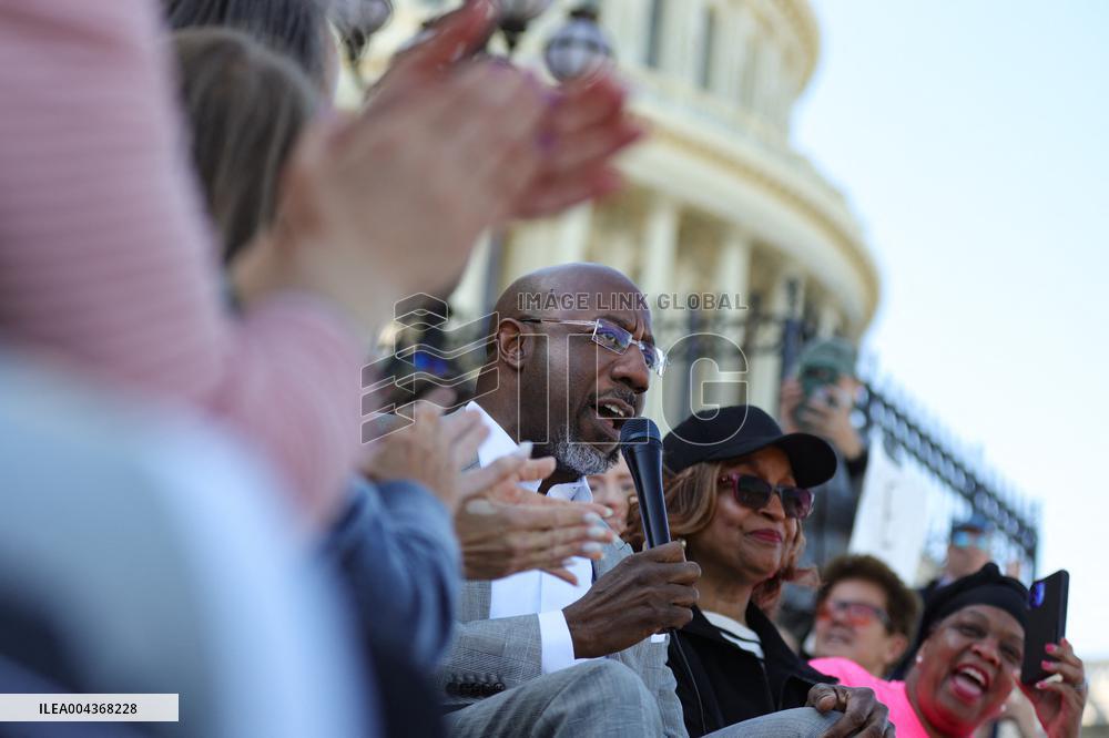 Democrat Sit-in at Capitol Against Trump Budget Plan - Washington