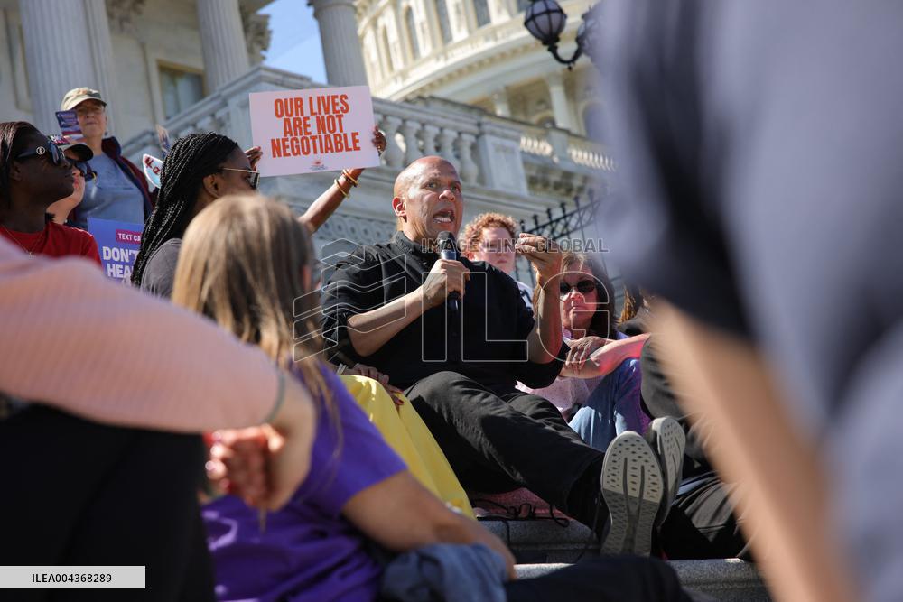 Democrat Sit-in at Capitol Against Trump Budget Plan - Washington