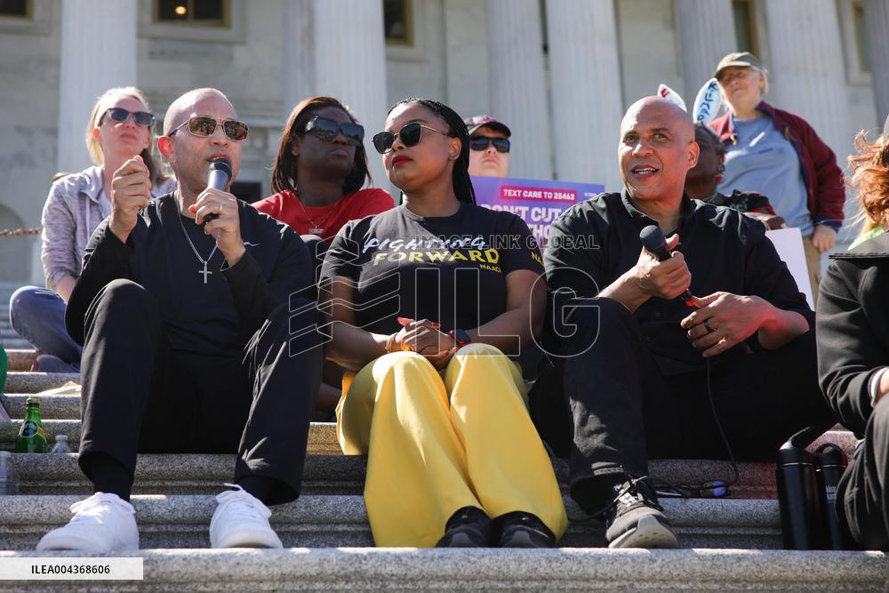 Democrat Sit-in at Capitol Against Trump Budget Plan - Washington