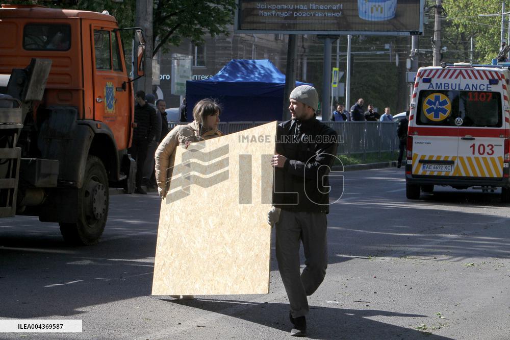 Aftermath of overnight Russian shelling of Dnipro
