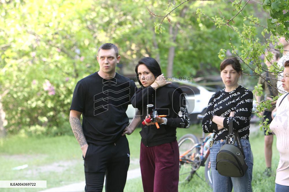 Russian drone hits apartment block in KamianskeRussian drone hits apartment block in Kamianske