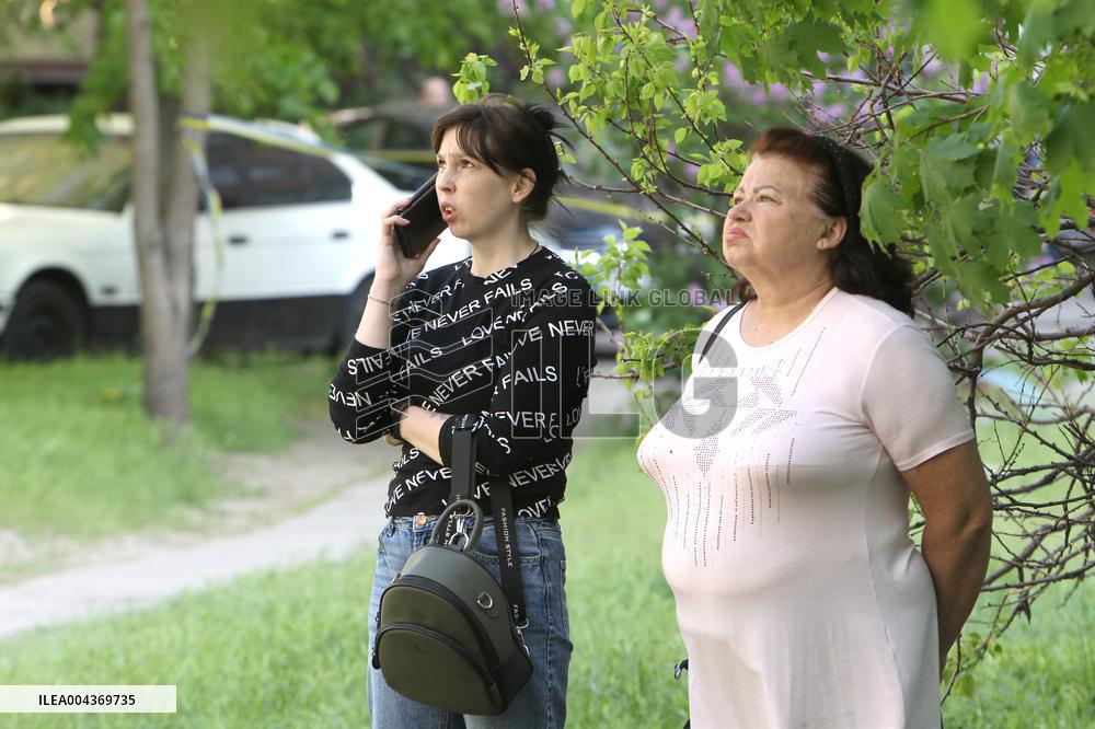 Russian drone hits apartment block in KamianskeRussian drone hits apartment block in Kamianske