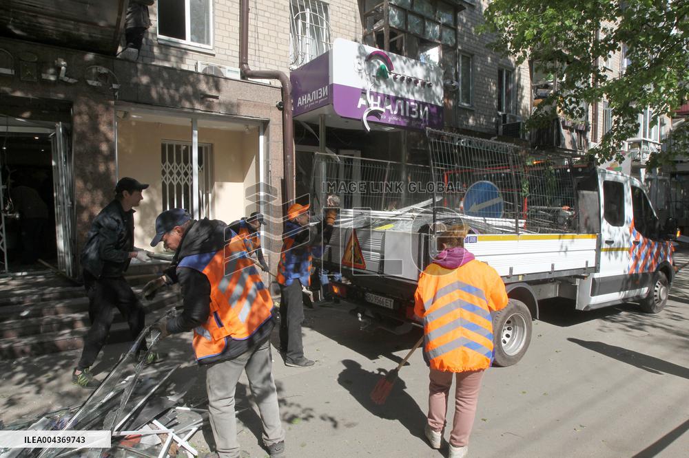 Aftermath of overnight Russian shelling of Dnipro