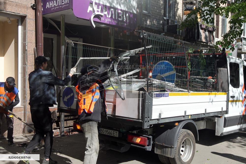 Aftermath of overnight Russian shelling of Dnipro