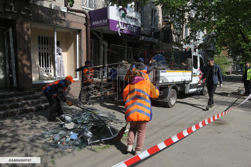 Aftermath of overnight Russian shelling of Dnipro