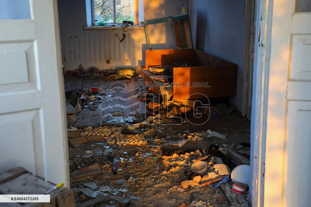 Aftermath of Russian occupation of Maksymivka village in Mykolaiv region