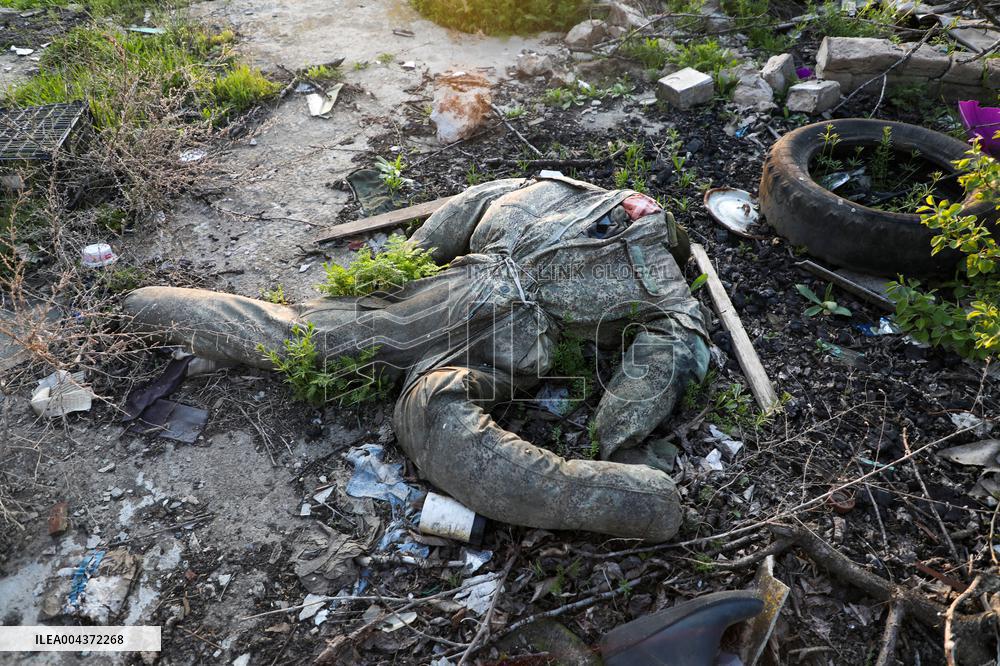 Aftermath of Russian occupation of Maksymivka village in Mykolaiv region