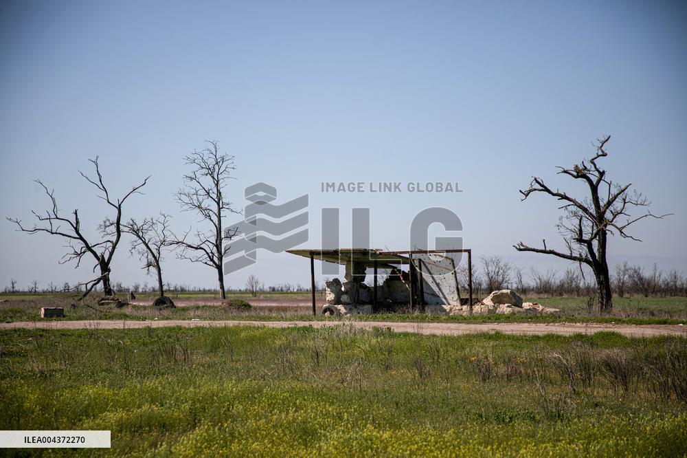 Aftermath of Russian occupation of Maksymivka village in Mykolaiv region