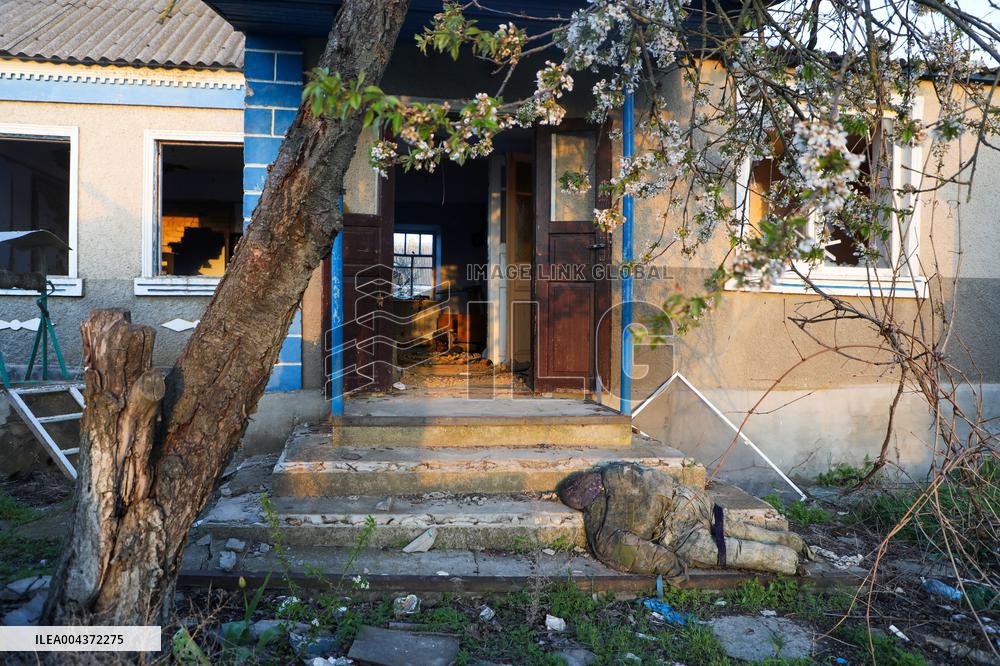Aftermath of Russian occupation of Maksymivka village in Mykolaiv region