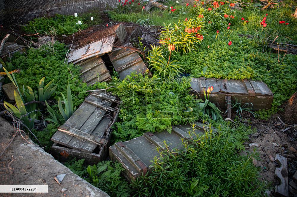 Aftermath of Russian occupation of Maksymivka village in Mykolaiv region