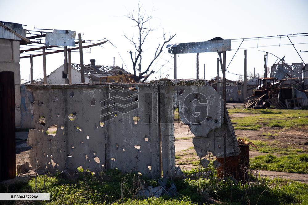 Aftermath of Russian occupation of Maksymivka village in Mykolaiv region