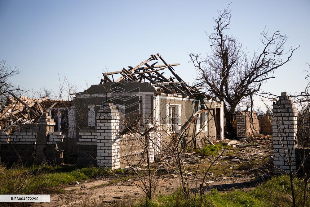 Aftermath of Russian occupation of Maksymivka village in Mykolaiv region