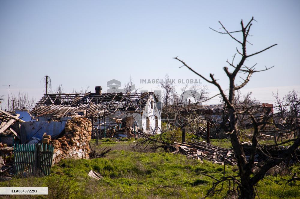 Aftermath of Russian occupation of Maksymivka village in Mykolaiv region