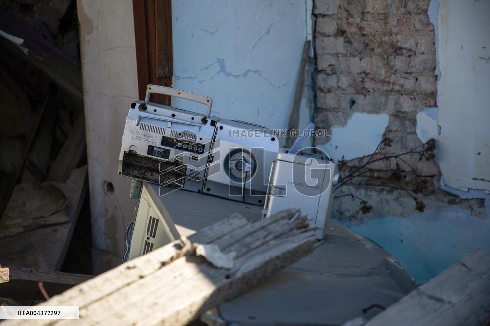 Aftermath of Russian occupation of Maksymivka village in Mykolaiv region