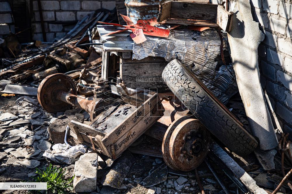 Aftermath of Russian occupation of Maksymivka village in Mykolaiv region