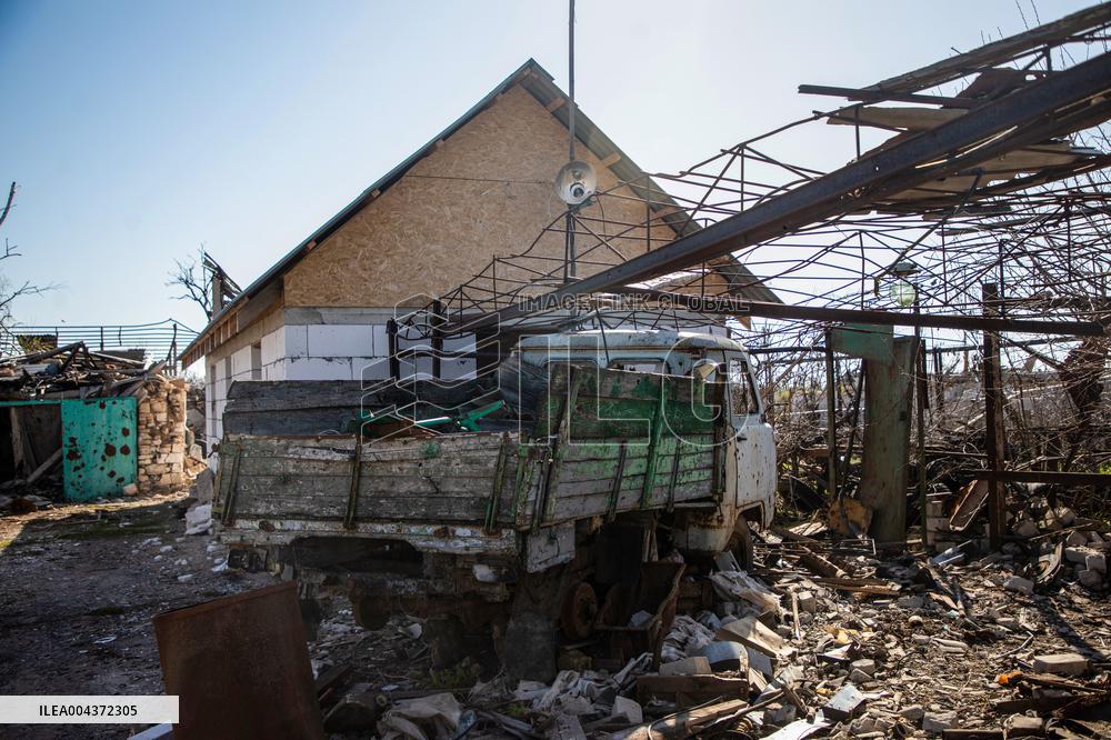 Aftermath of Russian occupation of Maksymivka village in Mykolaiv region
