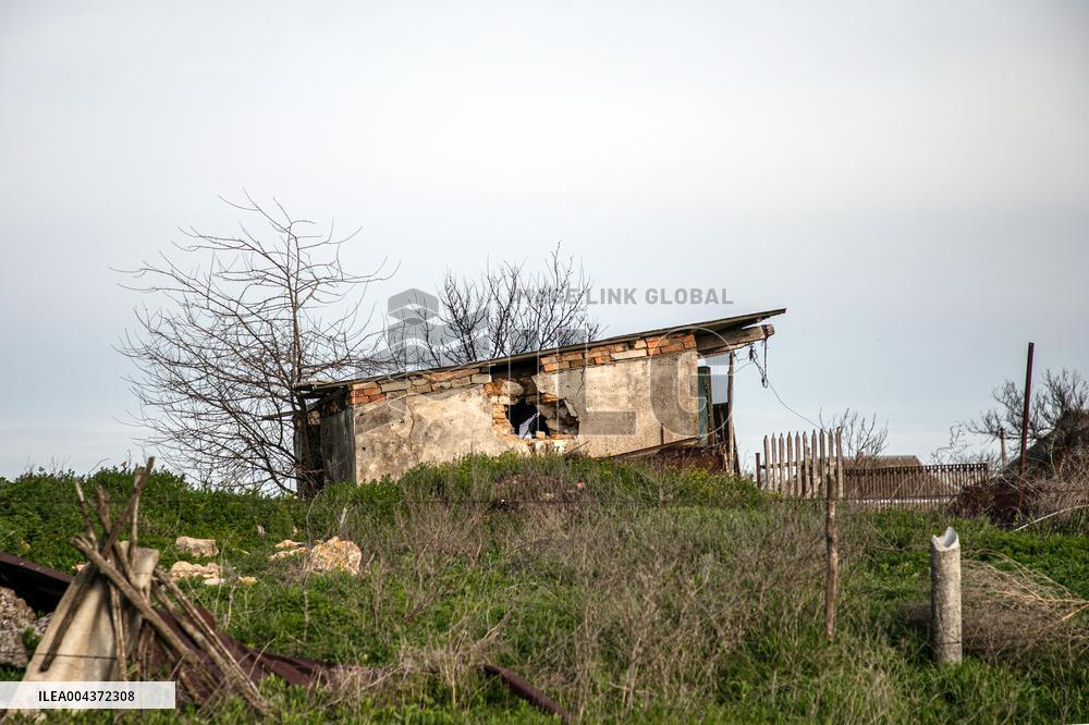 Aftermath of Russian occupation of Maksymivka village in Mykolaiv region