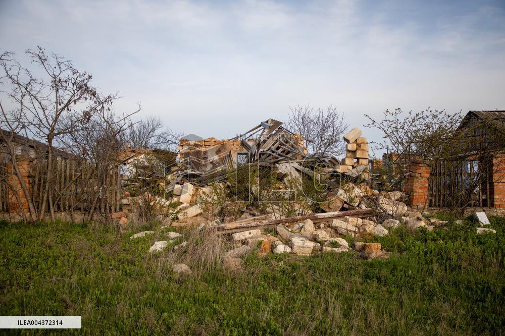 Aftermath of Russian occupation of Maksymivka village in Mykolaiv region