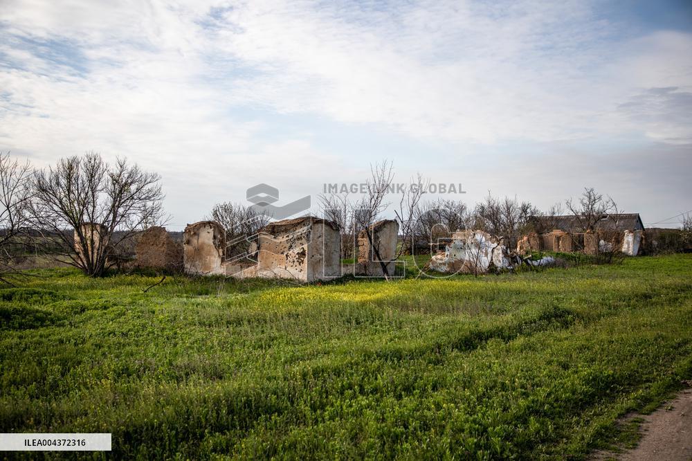 Aftermath of Russian occupation of Maksymivka village in Mykolaiv region